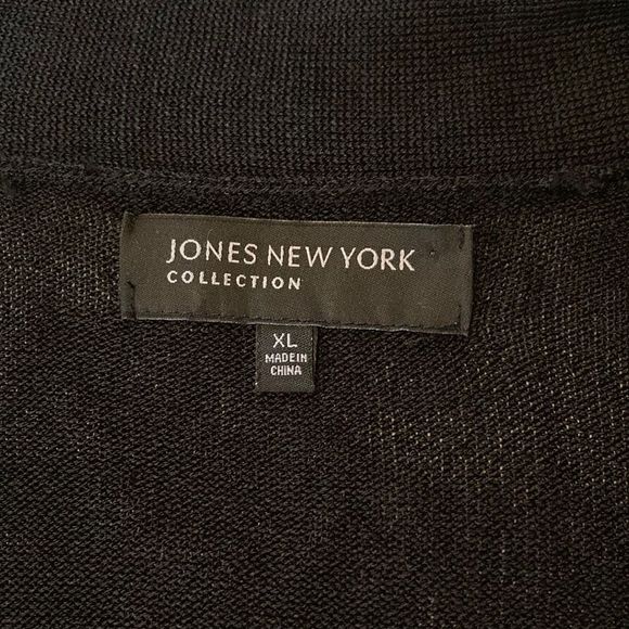 Jones New York Sweater Jacket Black Long Sleeves Open Front Jacket Sweat… - Picture 3 of 12
